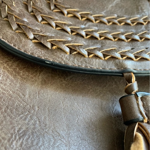 Antik Kraft Boho Fringe Tassel Crossbody Bag Purse Vegan Faux Leather Brown - Picture 10 of 11